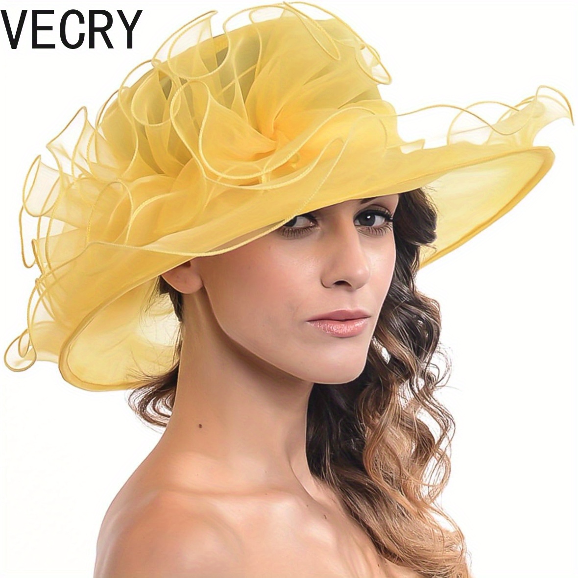 Organza Wide Brim Derby Fascinator Adjustable Hair Accessory Elegant Church s-l400.jpg main image 2