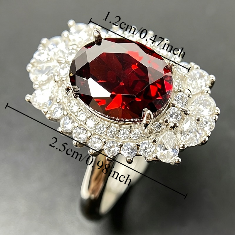 Vintage Luxury Oval Red Synthetic Cubic Zirconia Ring