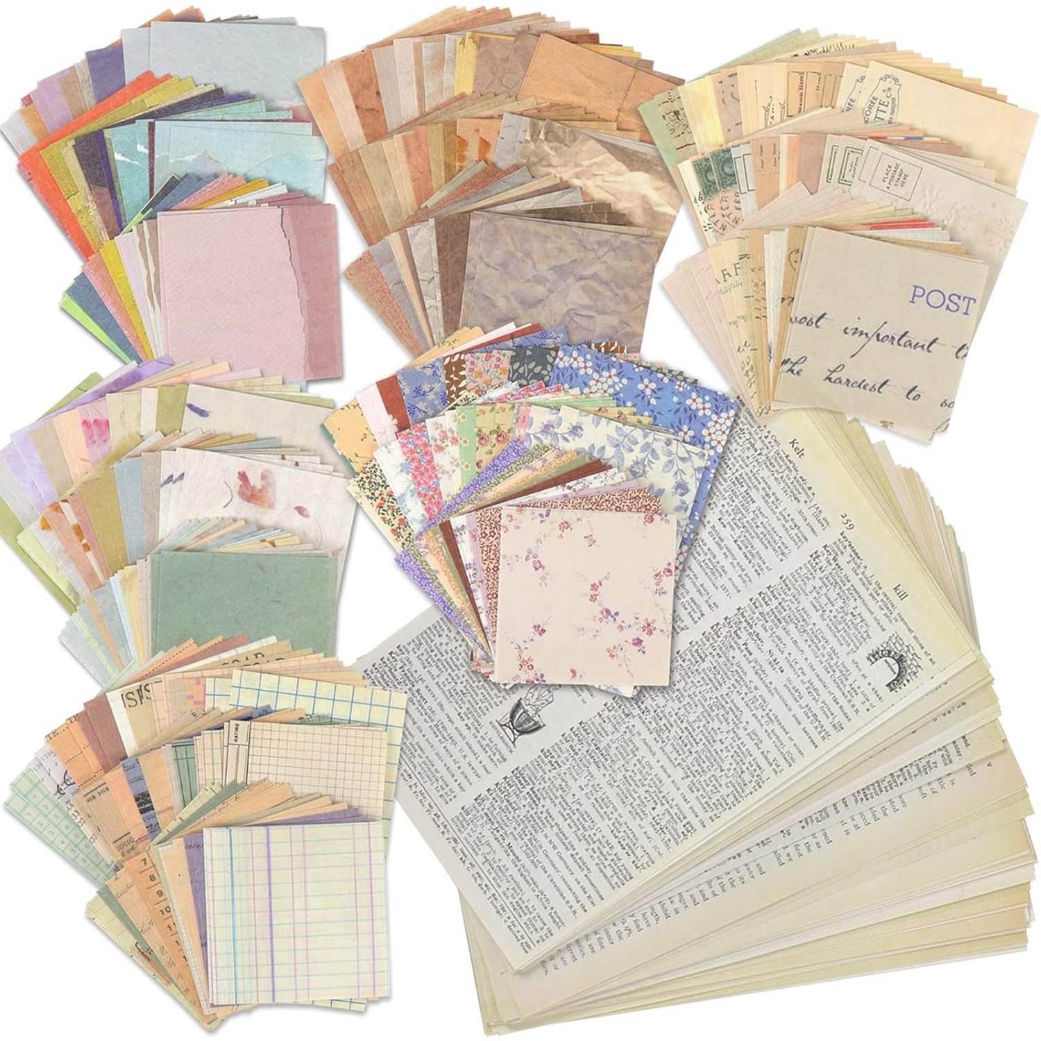 Image of 417pcs Of Scrapbooking Paper Featuring 180 Vintage Patterns, Along With Stickers For Journaling. Additions Are Perfect For Scrapbooking, Crafts, Writing, Albums, Drawing, And Travel Journals