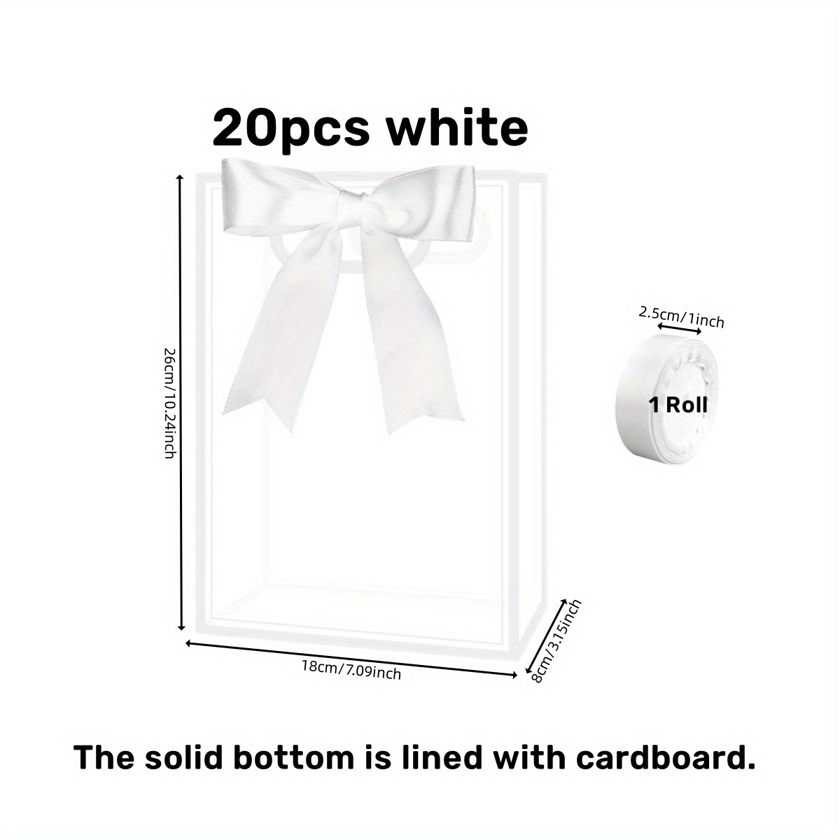 Image of 20pcs Gift Bag, Including Roll Of 22 Meters, Suitable For Bridal Shower, Birthday Party, Wedding, Graduation Ceremony, Valentine's Day, Back To School, Thank You.