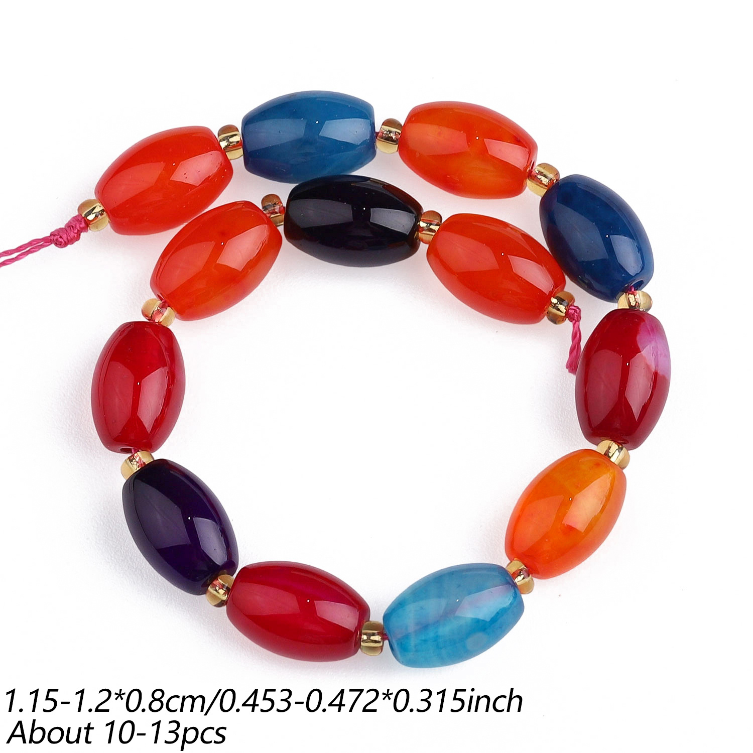 8X12Mm Natural Stone Multi-Color Agate Seed Beads