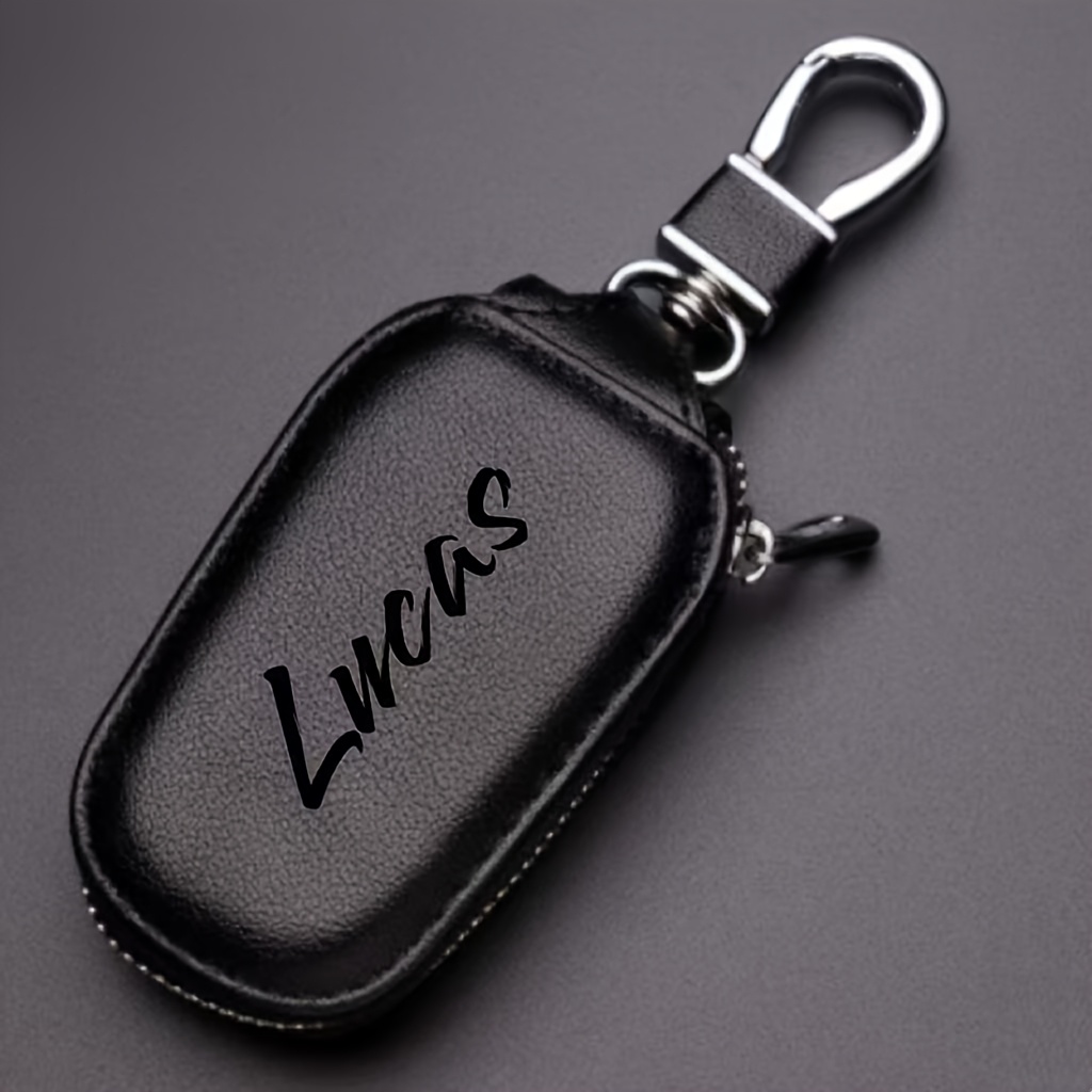 TEMU [customization] Personalized Customization, Text Initials Artificial Men's Multi- Function Key Bag, Large- Capacity Car Key Bag, Boyfriend,