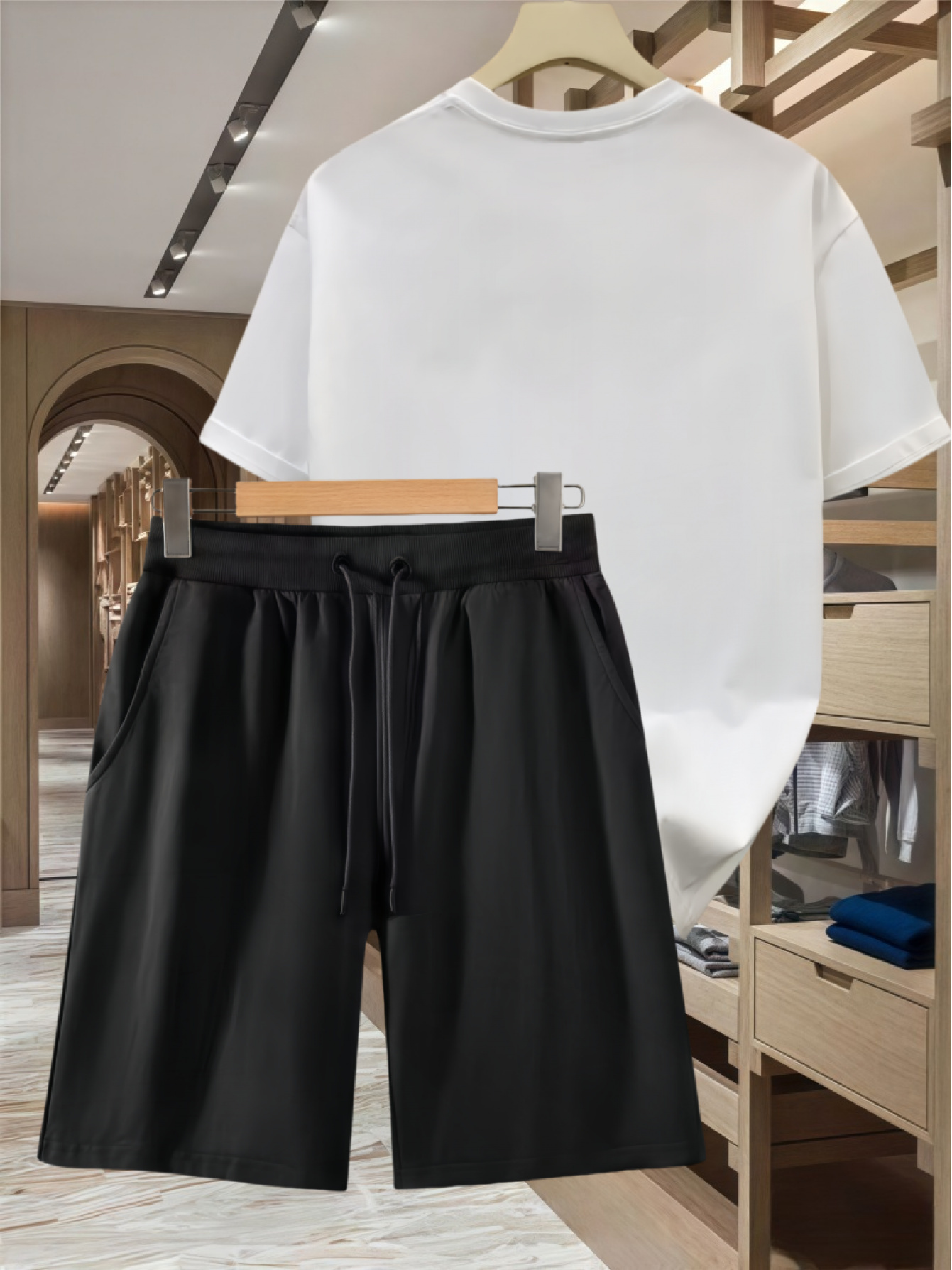 2pcs Summer Casual T-Shirt & Shorts Set - Men'S Relaxed Fit Cotton Tee with Drawstring Waist Shorts, All-Season Comfort for Beach, Sports, and Everyday Wear, Everyday Comfort|Casual Style|Stretchable Fabric