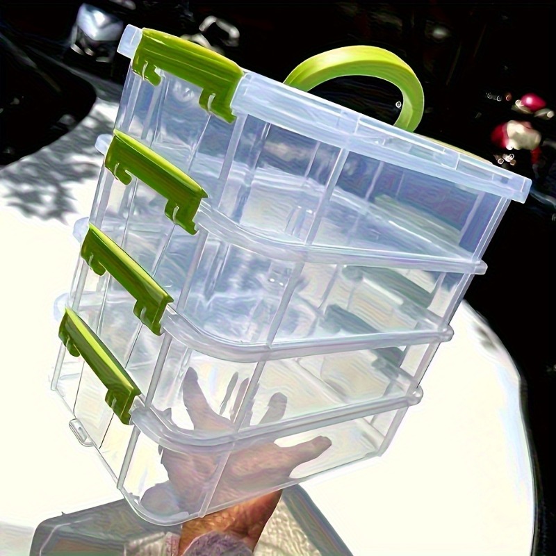 stackable large capacity transparent plastic storage box with lid and handle compartmentalized drawer design ideal for hair accessories jewelry and stationery suitable for home and office use easy for  