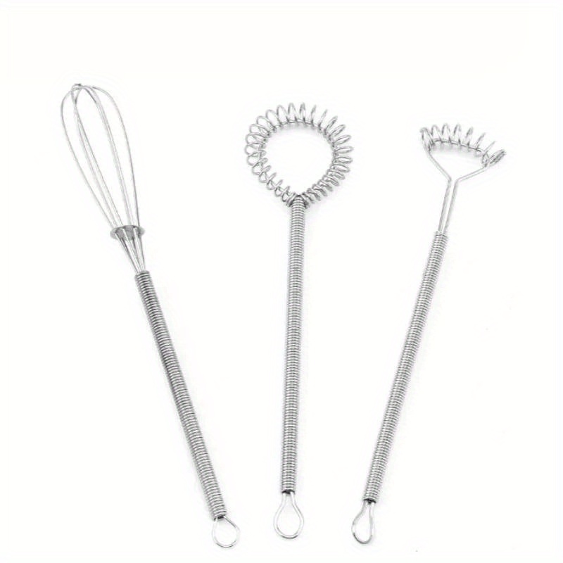 TEMU 3pcs/set Mini Stainless Steel For Kitchen Stainless Steel Whisk Set Whisk Eggs Cream Tool