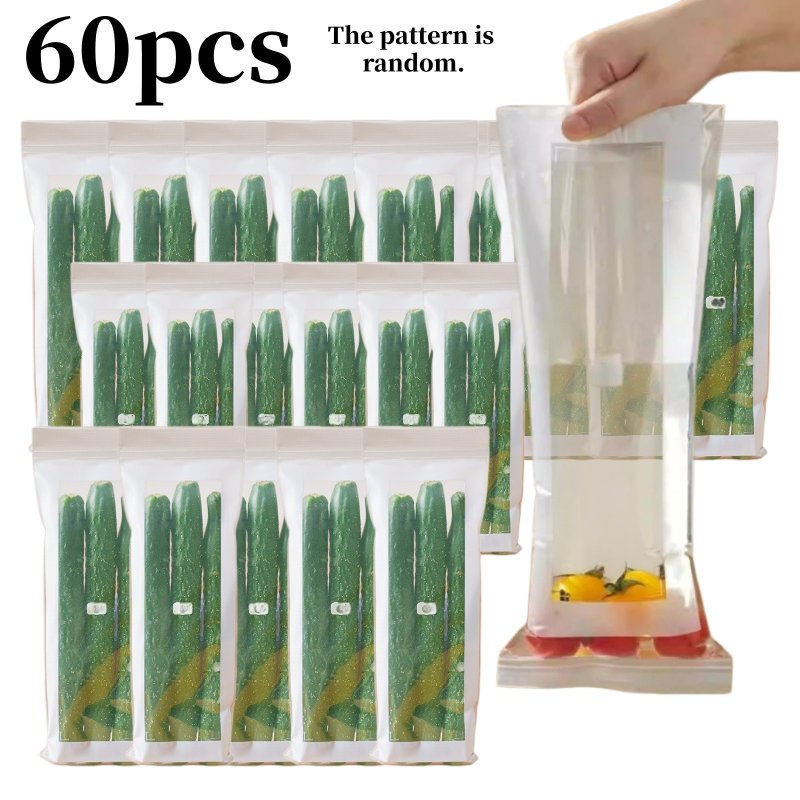 60pcs Long Strip Pe Material Keeping Bags | Refrigerator Fruit Preservation, Meat Steak, Tomahawk Steak, Fruits Vegetables Meat Grains Special Keeping Bags - Refrigerator Freezer Space