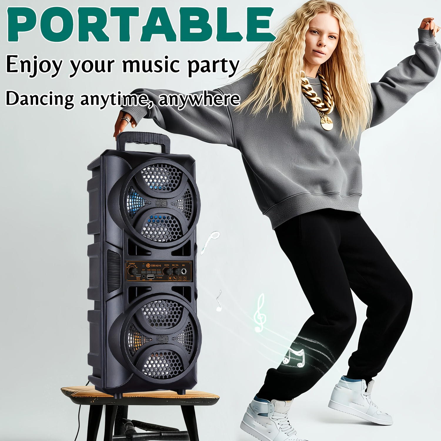 Professional Large Bluetooth Speaker with Microphone, Portable Design with Subwoofer Party Box for JBL, with LED Light, Compatible with BT/USB/TF/AUX/FM/TWS/MIC/EQ Functions, Professional Karaoke. Ideal Gift for Birthdays, Christmas, New Year.