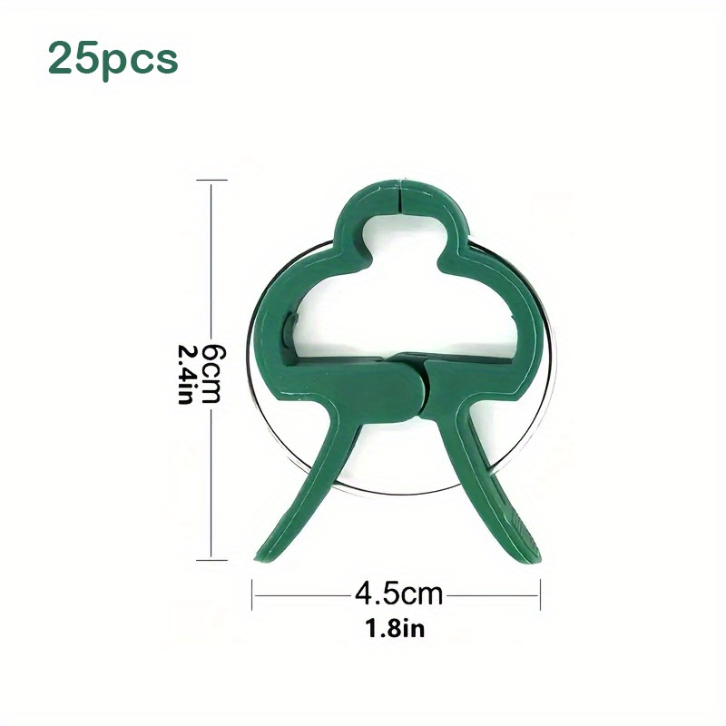 E-shop 25 Stück/70 Stück (3*4,5/4,5*6 cm) Wiederverwendbare Grüne Pflanzenhalterungsklammern – Langlebige Kunststoff-Garten- Gewächshaus-Haken mit