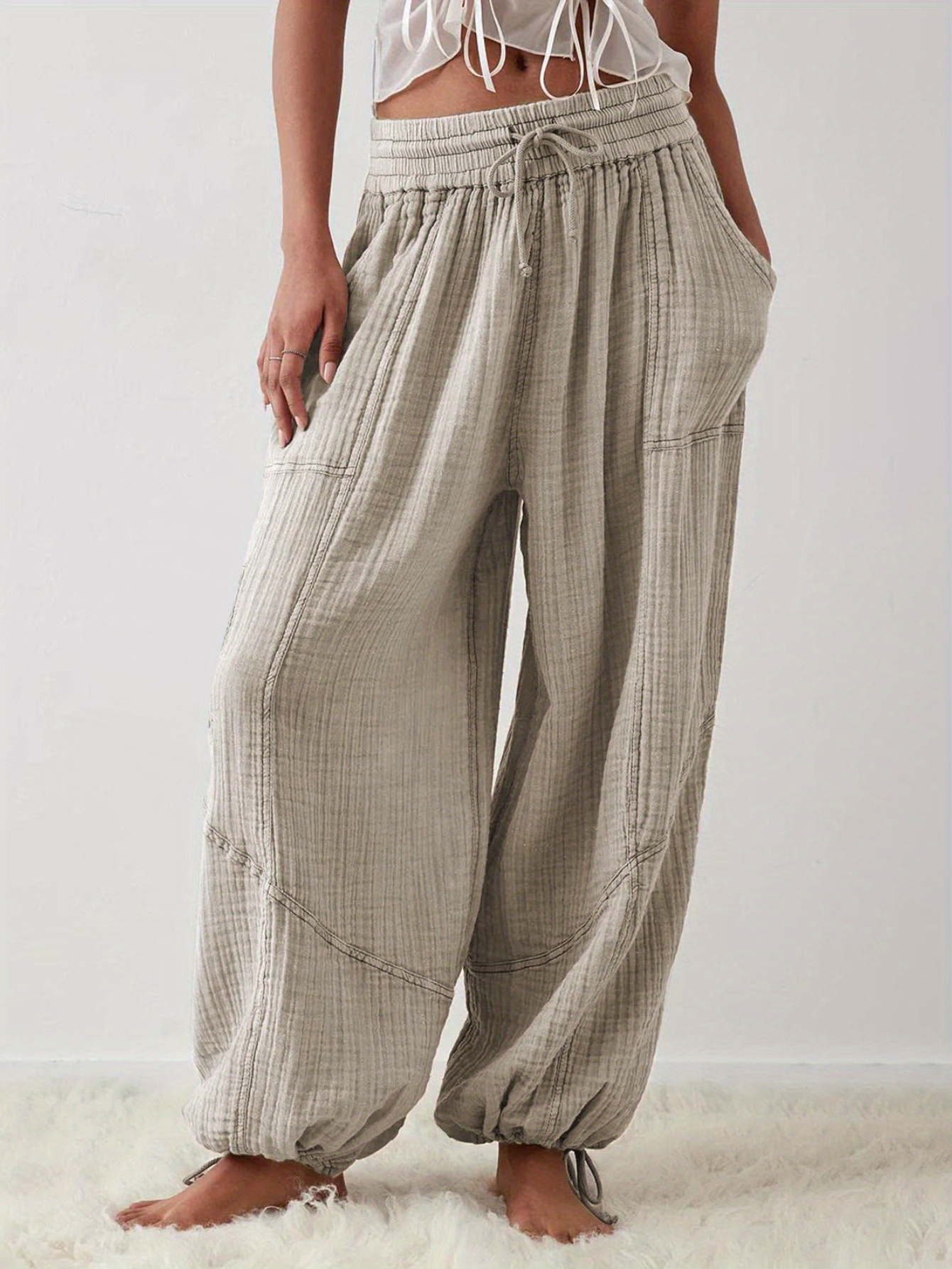 トラックパンツ・ジャージ ASCLO Warm Color Balloon Pants (4color) Check Balloon Pants - OXOX
