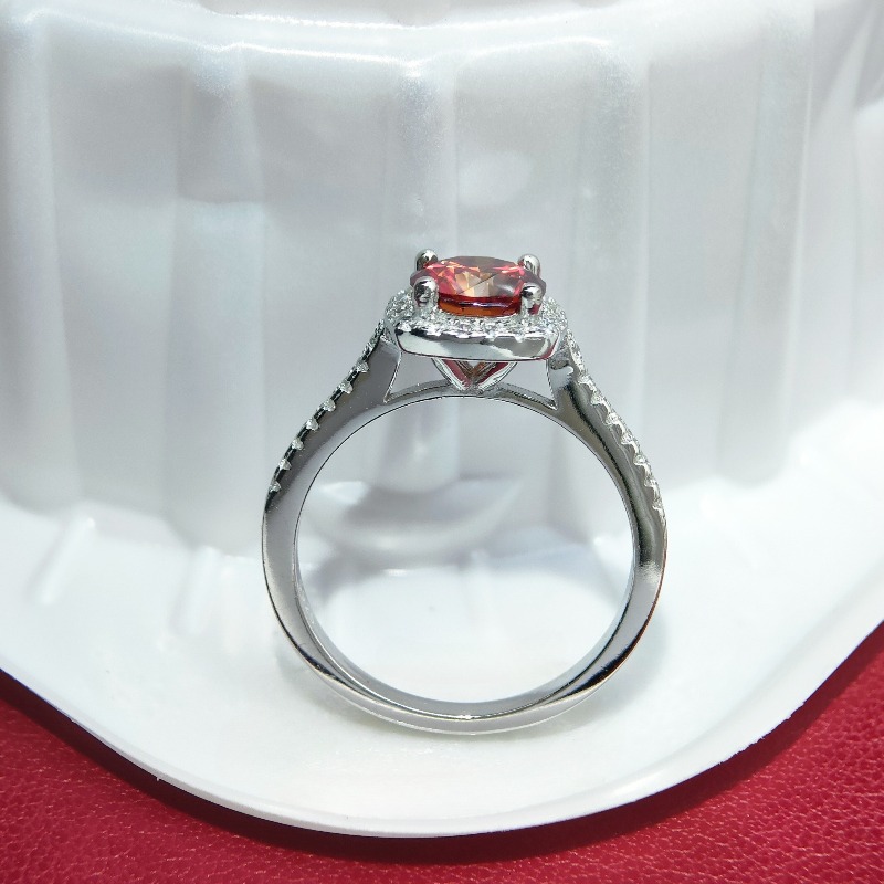 Women's 925 Silver Exquisite Red Moissanite Square-Shaped Ring
