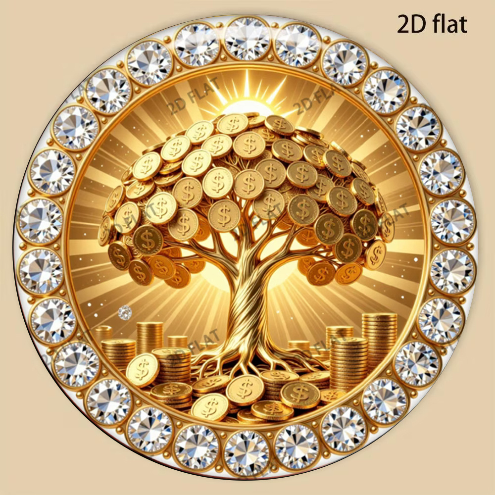 TEMU Aimant de réfrigérateur en acrylique avec pièce de monnaie de dollar, diamant et arbre à argent, autocollant magnétique créatif pour la