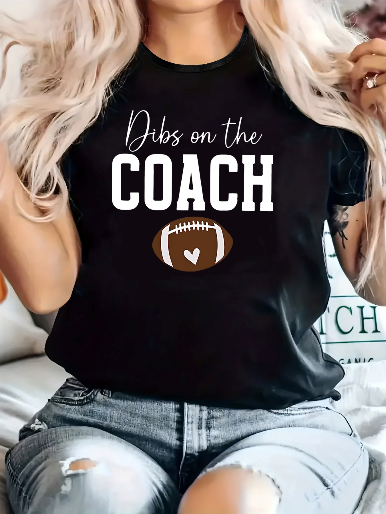 imagen del artículo camiseta casual de mujer con estampado, cuello  , manga corta, tela ligeramente elástica, estilo regular,   superior cómoda para    , ropa de mujer
