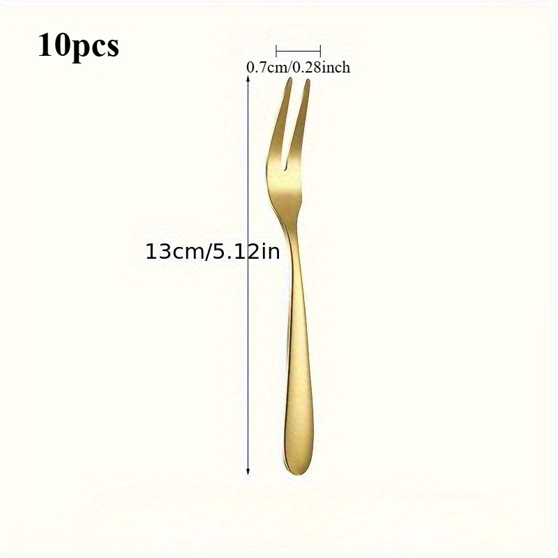 Image of 10pcs Stainless Steel & Appetizer Forks Set - Carved Fruit Pattern Small Crab Forks For Dessert, Cheese, Olives, Salad, Escargot & Charcuterie Boards - Kitchen Accessories