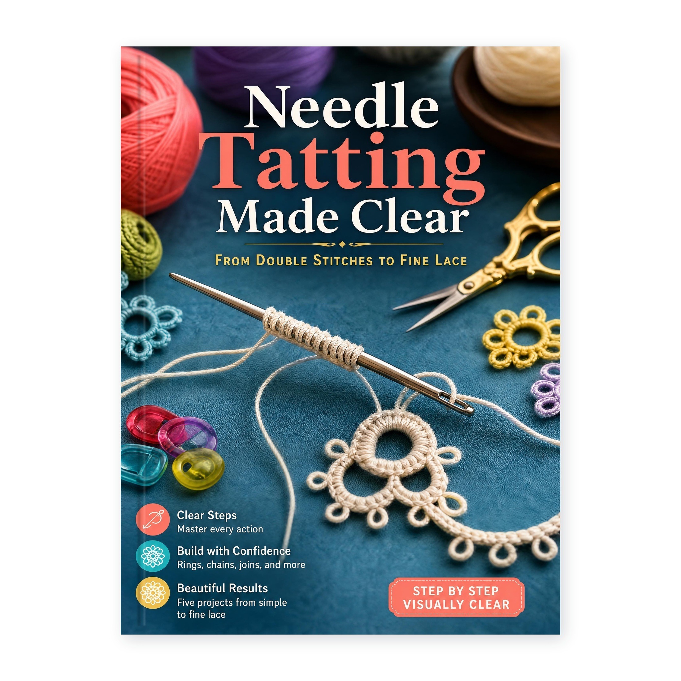 TEMU Needle Tatting Made Clear - From Double Stitches To Fine Lace Tatting Needle, Double Stitch, Rings Book, Chains Book, Picots Book, Named Joins,