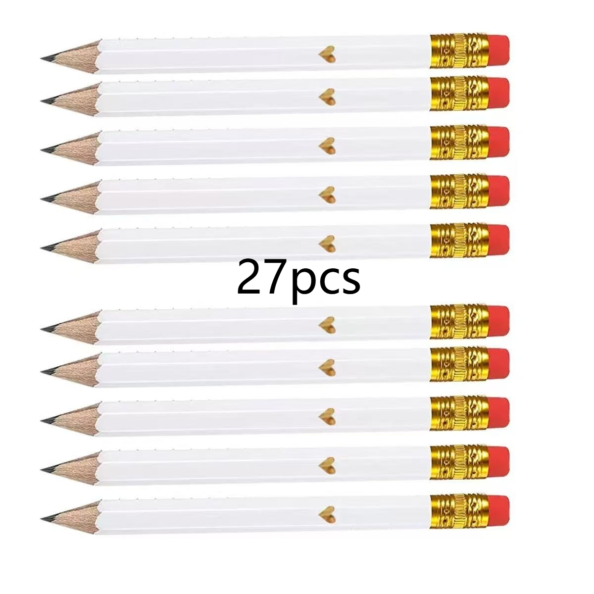 TEMU 27pcs Pink Mini Pencils With Erasers, 4 Inches/10cm Hb Hexagonal Golf Pencils, Suitable For School, Office, Gifts, Weddings And Back-to-school