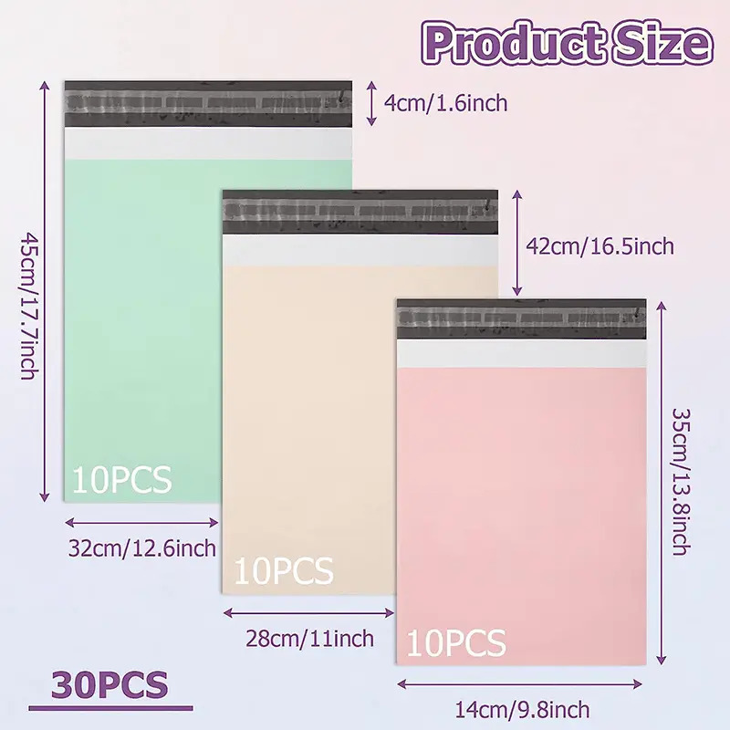 Image of 30pcs Of 3 Sizes Of Mail Bags, Strong Adhesive Mailing Envelopes For Clothing, Solid Color Mailing Bags For Small Business, Mail Bags, 10pcs Size