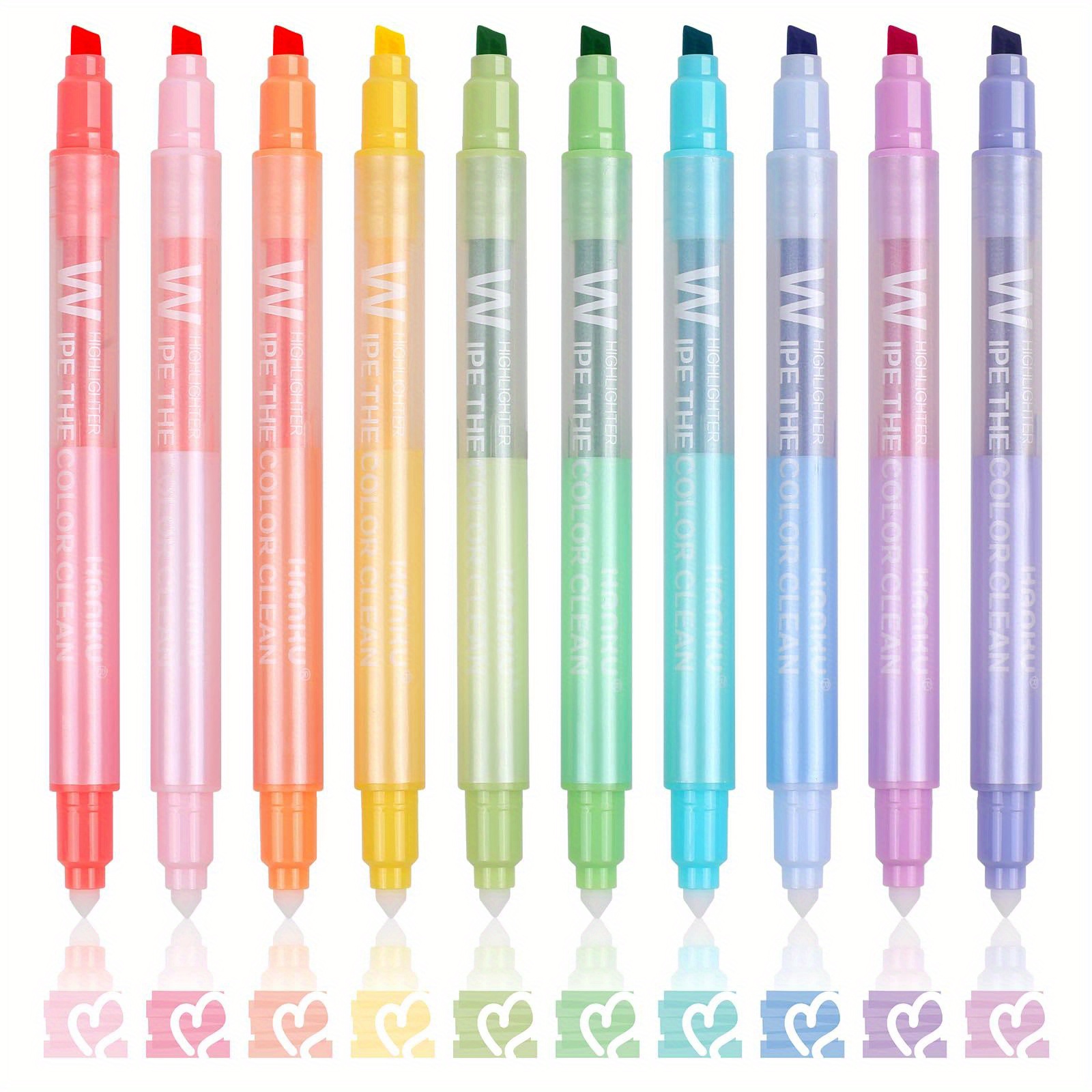TEMU 10 Color Erasable Highlighters Fluorescent Pen, Pastel Highlighters, Assorted Colors, Dual Tip Cute Erasable Highlighter Pens No Bleed Through