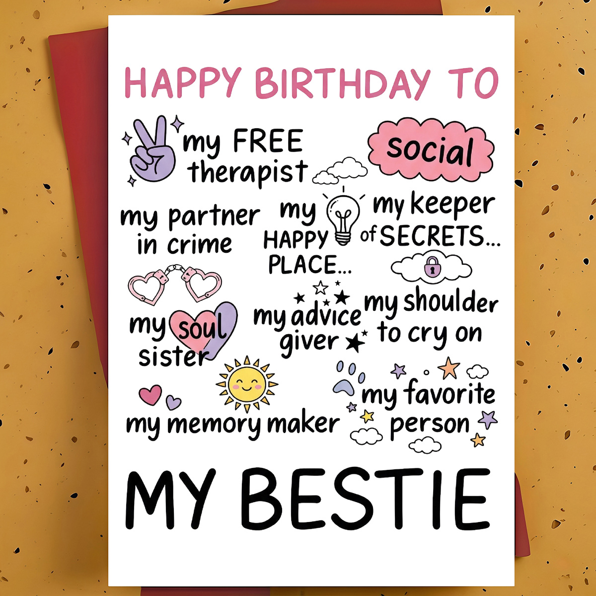 TEMU Carte d'anniversaire 1 pièce pour meilleure , parfaite pour votre de , votre sœur d'âme ou votre personne préférée, cadeau idéal pour amis