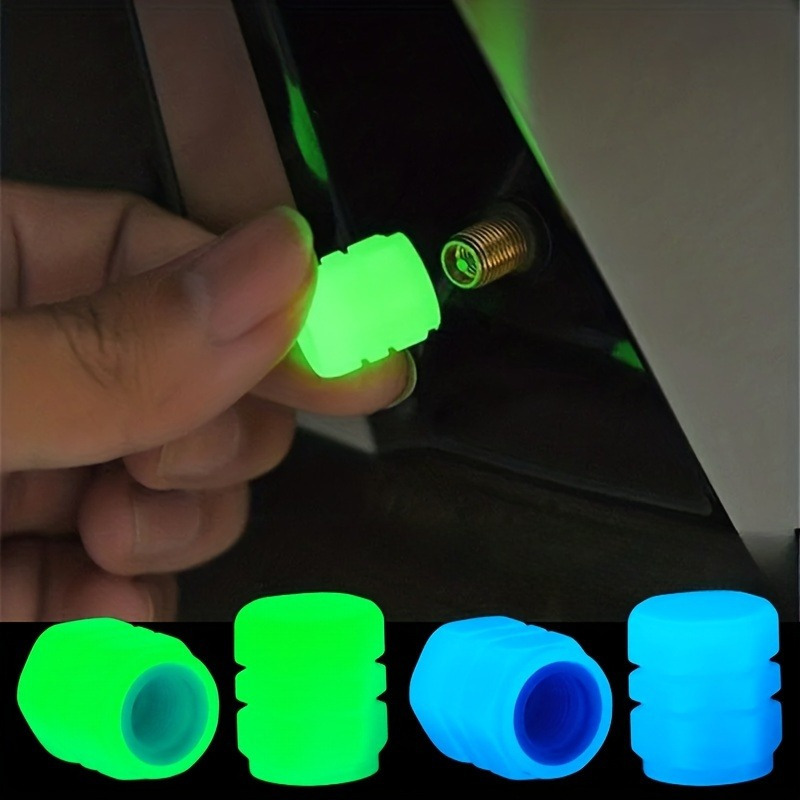 6-Pack Glow-in-the-Dark Valve Caps - Bright Neon Green Tire Decorations, Non-Slip Grip, Fit for Cars, Motorcycles, Bicycles - Night Riding Safety Accessories for Enhanced Visibility & Style, Motorcycle Customization, Eyecatching Design, Sturdy Construction, Bike Commuters