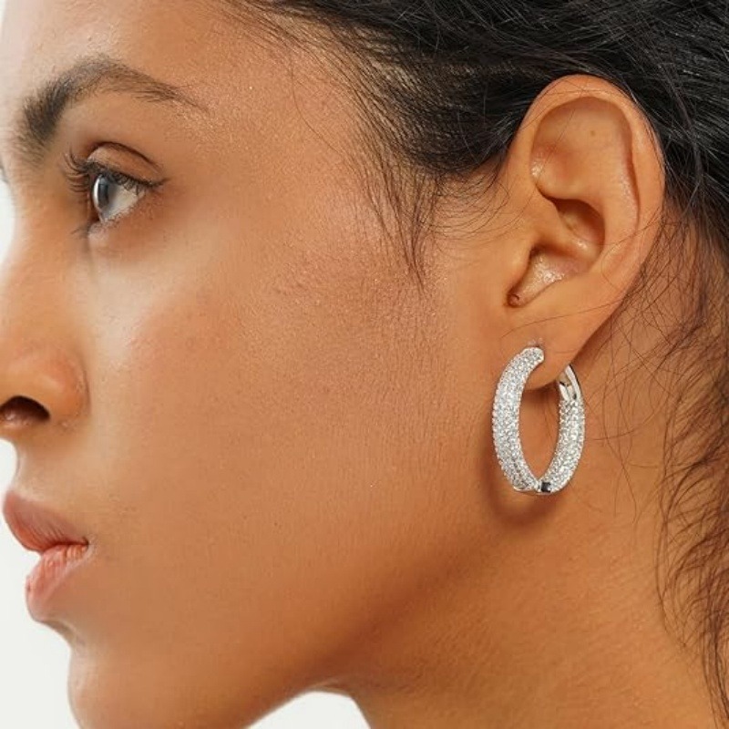 TEMU 925 Sterling Silver Moissanite Earrings | Women' Ear Cuff, Hypoallergenic, Luxurious And Fashionable, Ideal For Valentine's Day, Birthday,