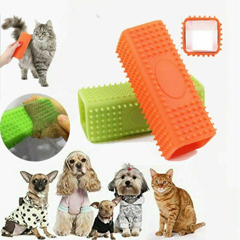 

Brosse en Silicone pour l'Élimination des Poils d'Animaux pour Chats et Chiens, Outil de Toilettage pour le de la Mue, Facile à Nettoyer, Portable - Vert/Orange