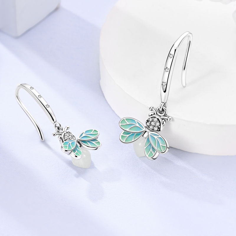 Women's 925 Silver Summer Night Firefly Hook Earrings