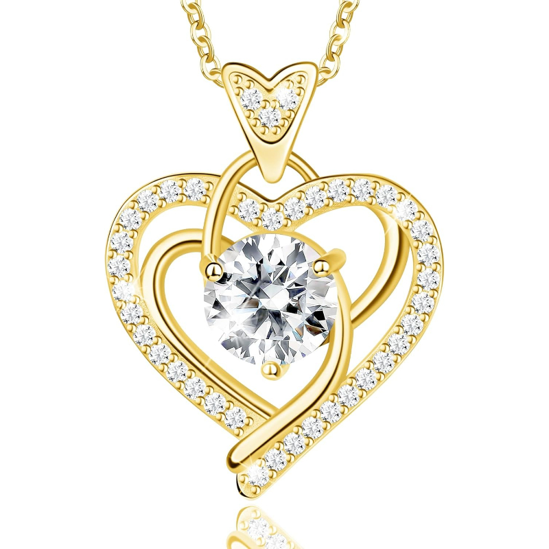 Lab Grown Moissanite Heart Pendant Necklace for Women