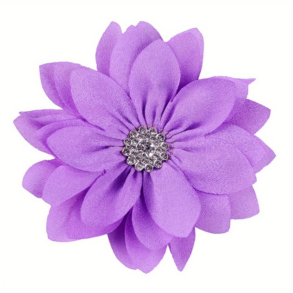 TEMU 1pc Broche Fleur de Lotus à Aigus Multicouches pour Dame Douce 9cm Fait Main en de Soie avec Strass, Accessoires de Vêtements pour Mariage et