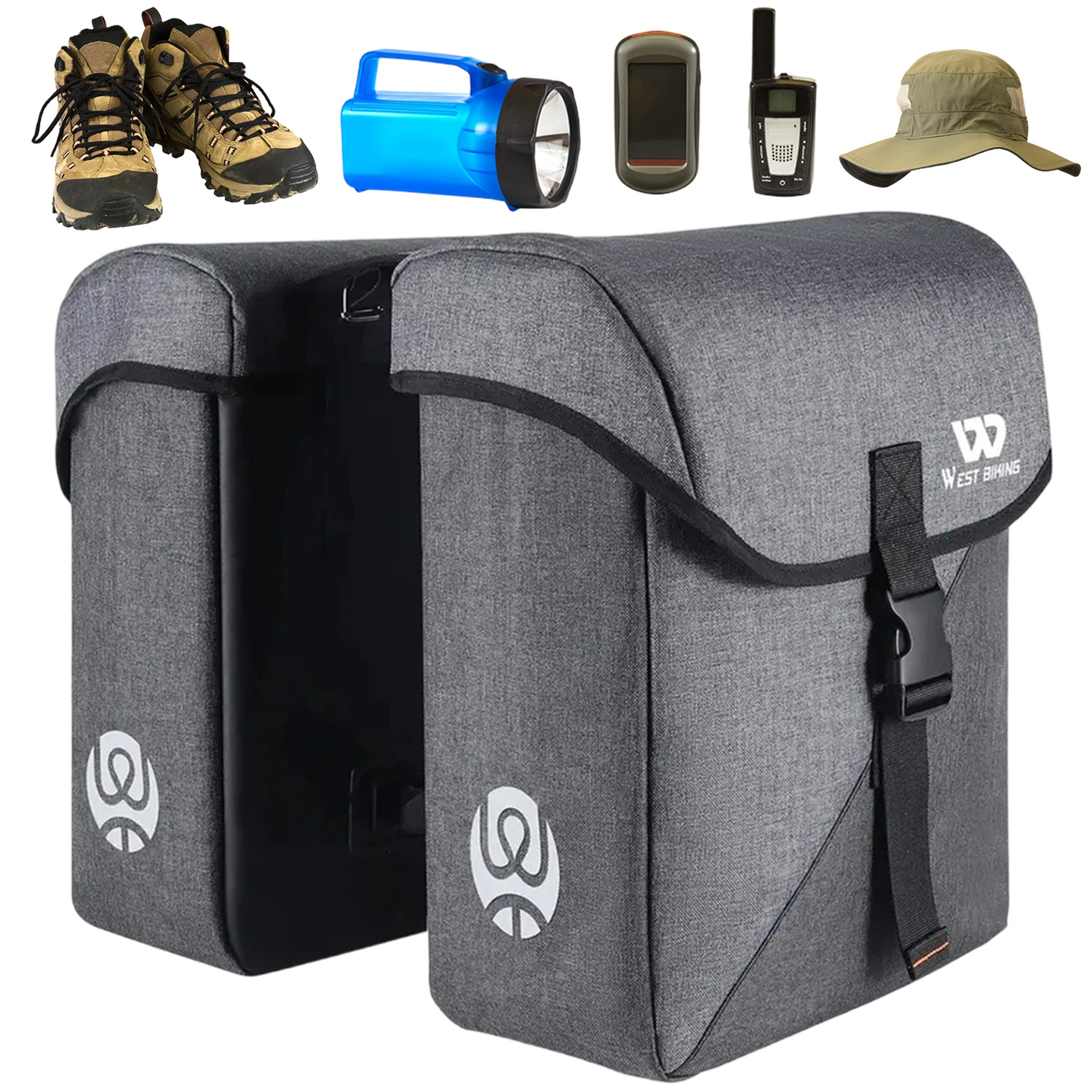 35l Large Capacity Bicycle Double Bags 2pcs Set, Design, Heavy-duty Bike Rear Storage Bags, Ideal For Daily & Short-distance Travel