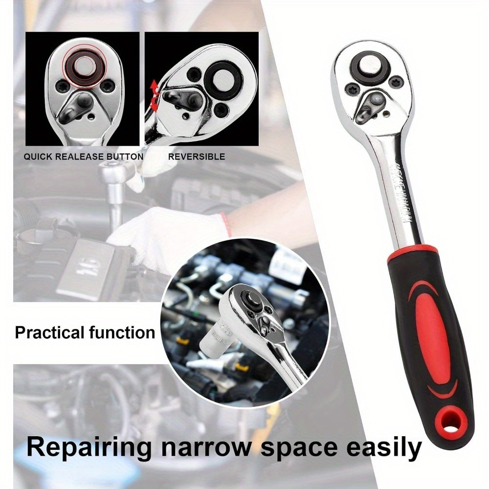 TEMU 46pcs Socket Wrench Set 1/ 4" Socket Wrench Driver Bits Set Metric Tool Kit With Bits Set Quick Release Ratchet Wrench