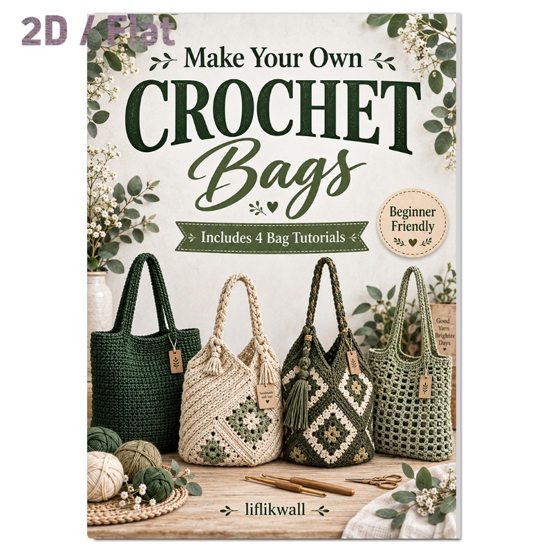 TEMU Make Your Own Crochet Bags Book/pattern Collection: Beginner-friendly Diy Tutorials With 4 Modern Tote Bag Designs Suitable For Adults, Handmade