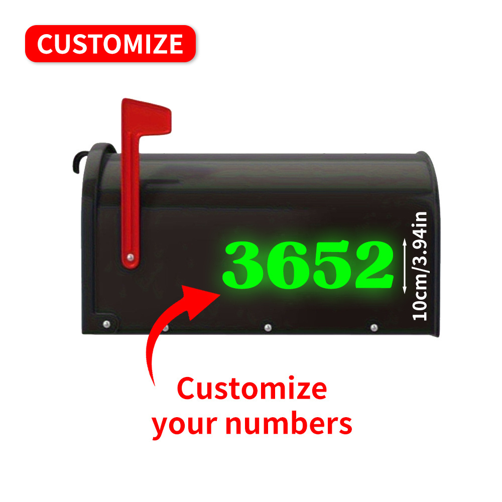 TEMU Customizable Luminous Number Mailbox Stickers, Outdoor Vinyl Material, Suitable For Home Mailboxes, Wheelie Bins, Windows, Doors, Cars, Mailbox