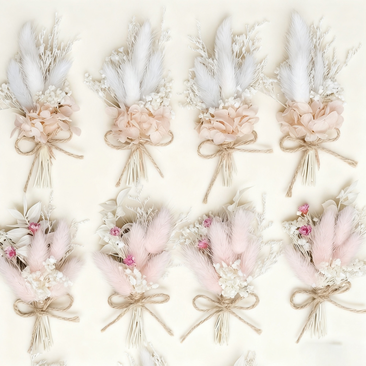 E-shop Set mit 8 getrockneten Blumenarrangements mit elegantem Pampasgras, zum Feiern von Geburtstagen und Jubiläen