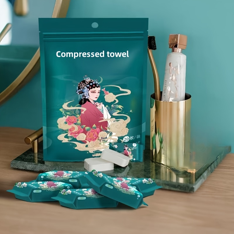 TEMU 20/40/60pcs Compressed Disposable Towels, Portable Absorbent Face Towels, Suitable For Travel And Camping, Hygienic Quick-dry Towel Set, Made Of