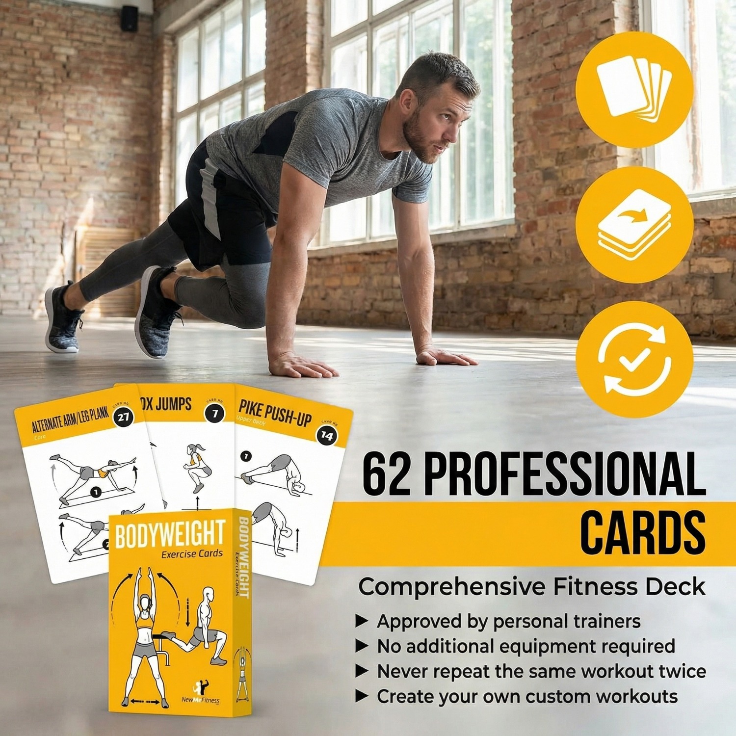 Image of Deck Of Bodyweight Workout Cards - Exercise Set For Genders, Introductory Fitness Manual For Strength And Total (volume 1)