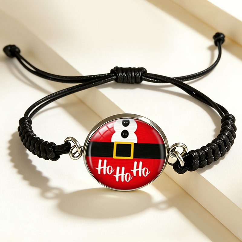 TEMU 1pc Bracelet de Noël Père Noël Style Minimaliste, Bracelet Rouge de Noël , Bijou Cadeau d'Hiver pour Hommes et Femmes