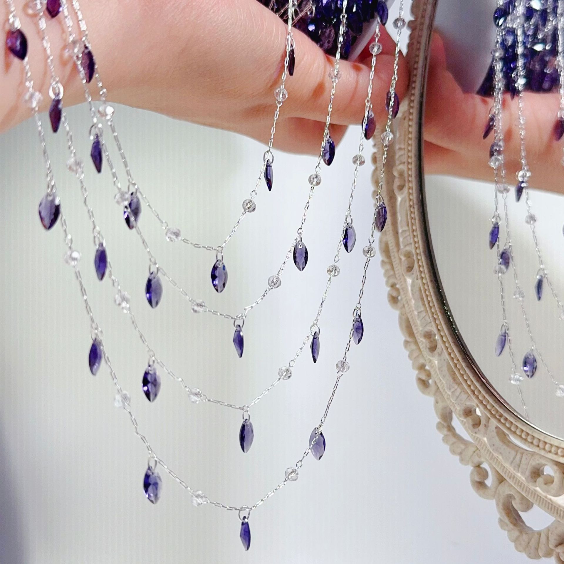 1pc 39.37inch Shiny Purple Beads Copper Chains For Necklace Bracelets Jewelry Making