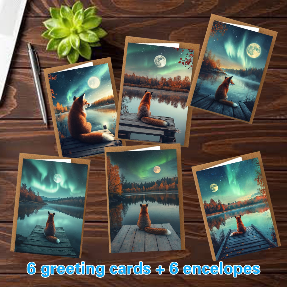 TEMU 1set/12pcs/24pcs/48pcs Holiday Cards, Christmas Cards, Birthday Cards, Valentine's Day Cards, Fox Gazing At The View, Handwritten - Patterned