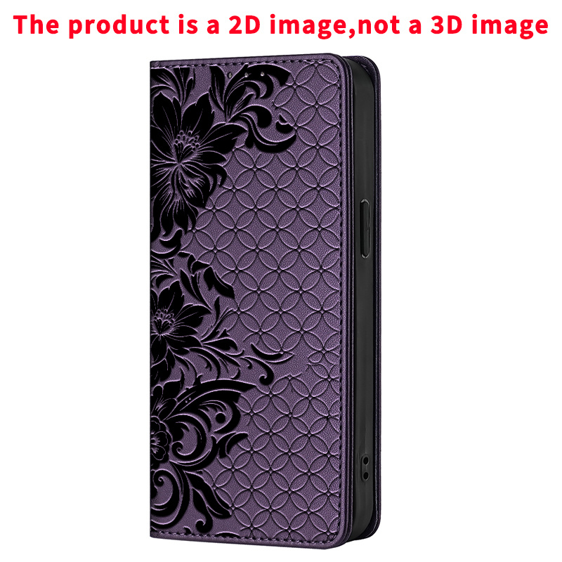 TEMU Phone Case - 2dflat Colored Painting With Cover Premium Faux Leather Flip Case Rfid Protective Cover Case Magnetic Card Holder Stand Function