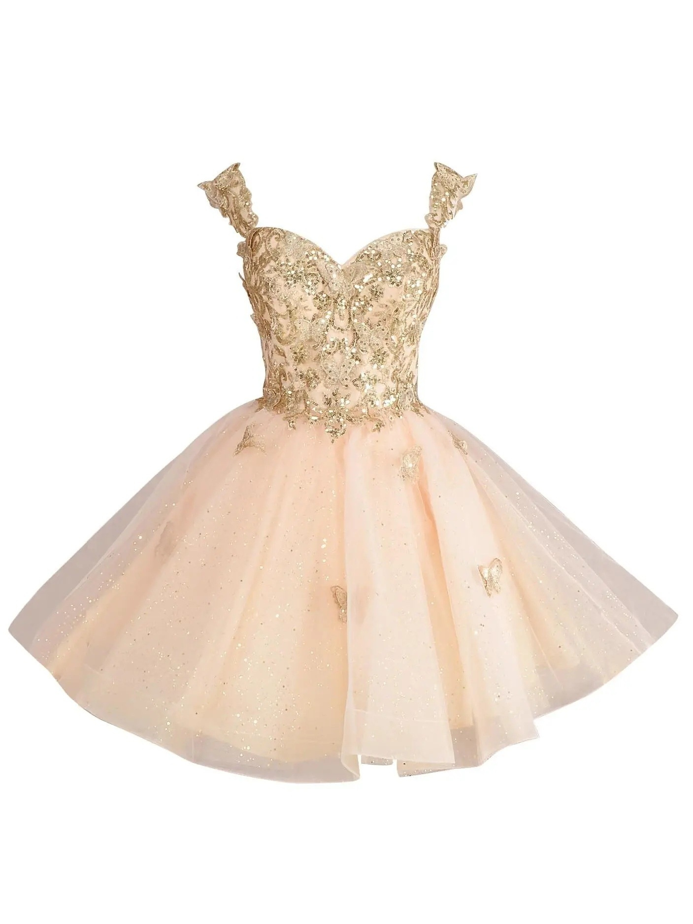 puffy short gold dama dresses Dama Dresses