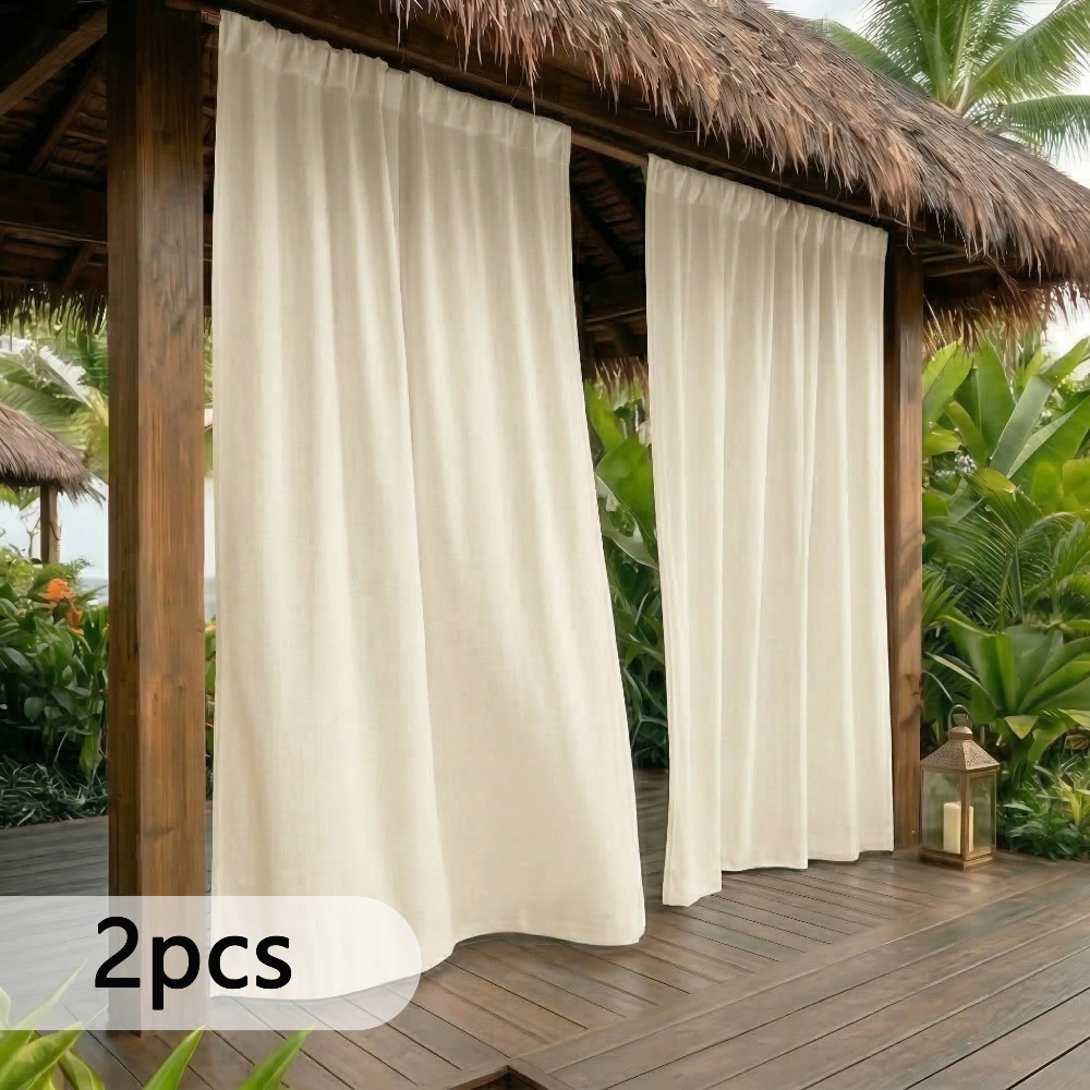 TEMU 2pcs Set Of Indoor And Outdoor Garden Curtains, Featuring Protection And Anti-fading , Suitable For Patios, , And Awnings, Used As Privacy Decor