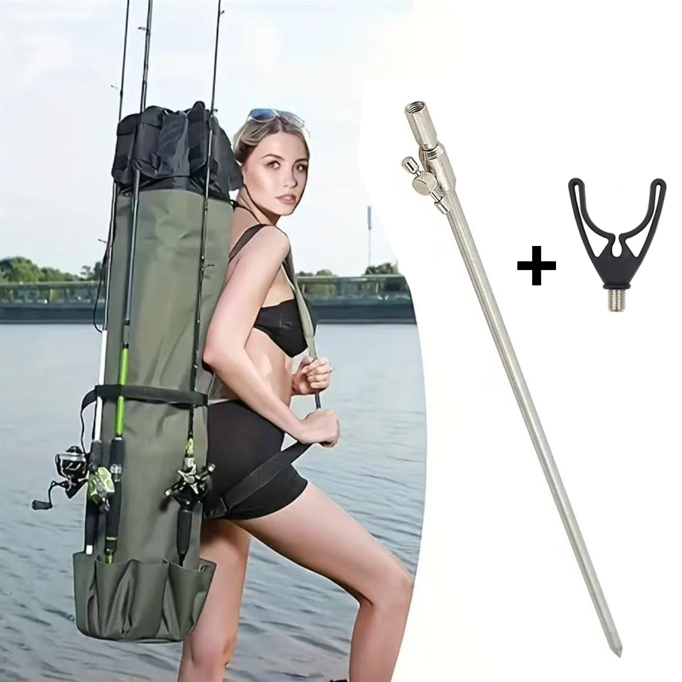 Image of Retractable Stainless Steel Fishing Rod Holder, Stainless Steel Carp Fishing Rod Stand, Adjustable Carp Fishing Rod Holder, Fishing Hook Accessory Tool