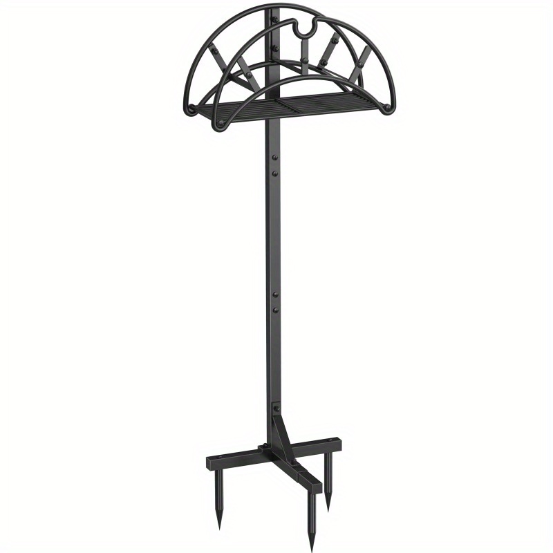 TEMU Garden Hose Holder Hanger Water Hose Organizer Stand With Layer Of Storage, Black Halloween Home Decorations Gift