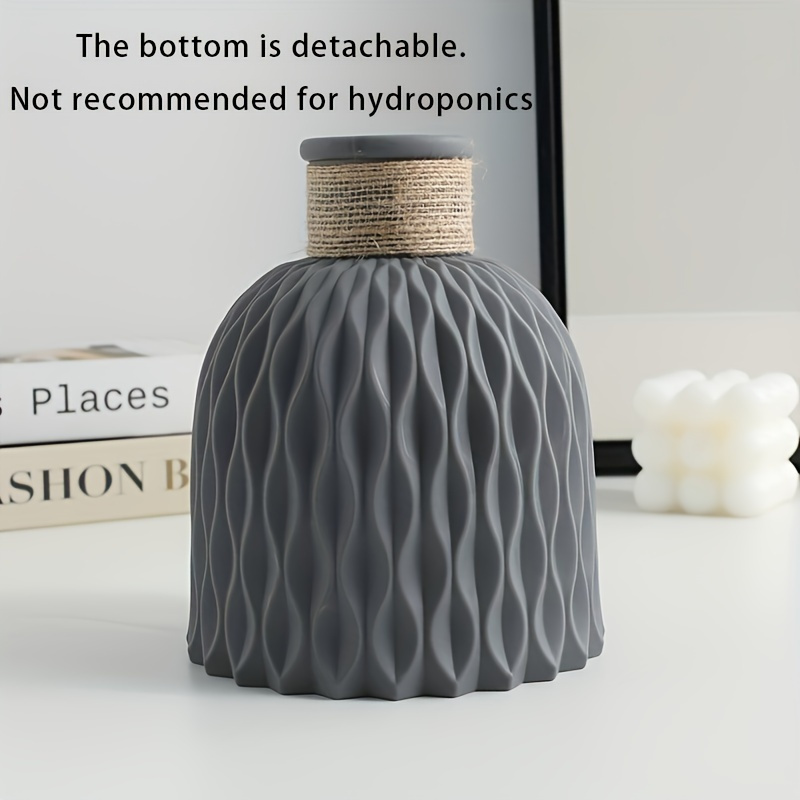 TEMU Modern Geometric Plastic Flower Vase With Water Ripple Design - Durable Lightweight Decorative Vase For Living Room, Dining Table & Desktop