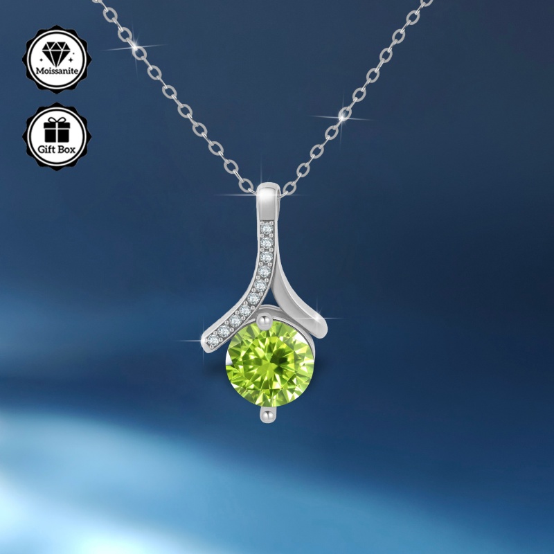 1 Carat Moissanite Pendant Necklace with Adjustable Length