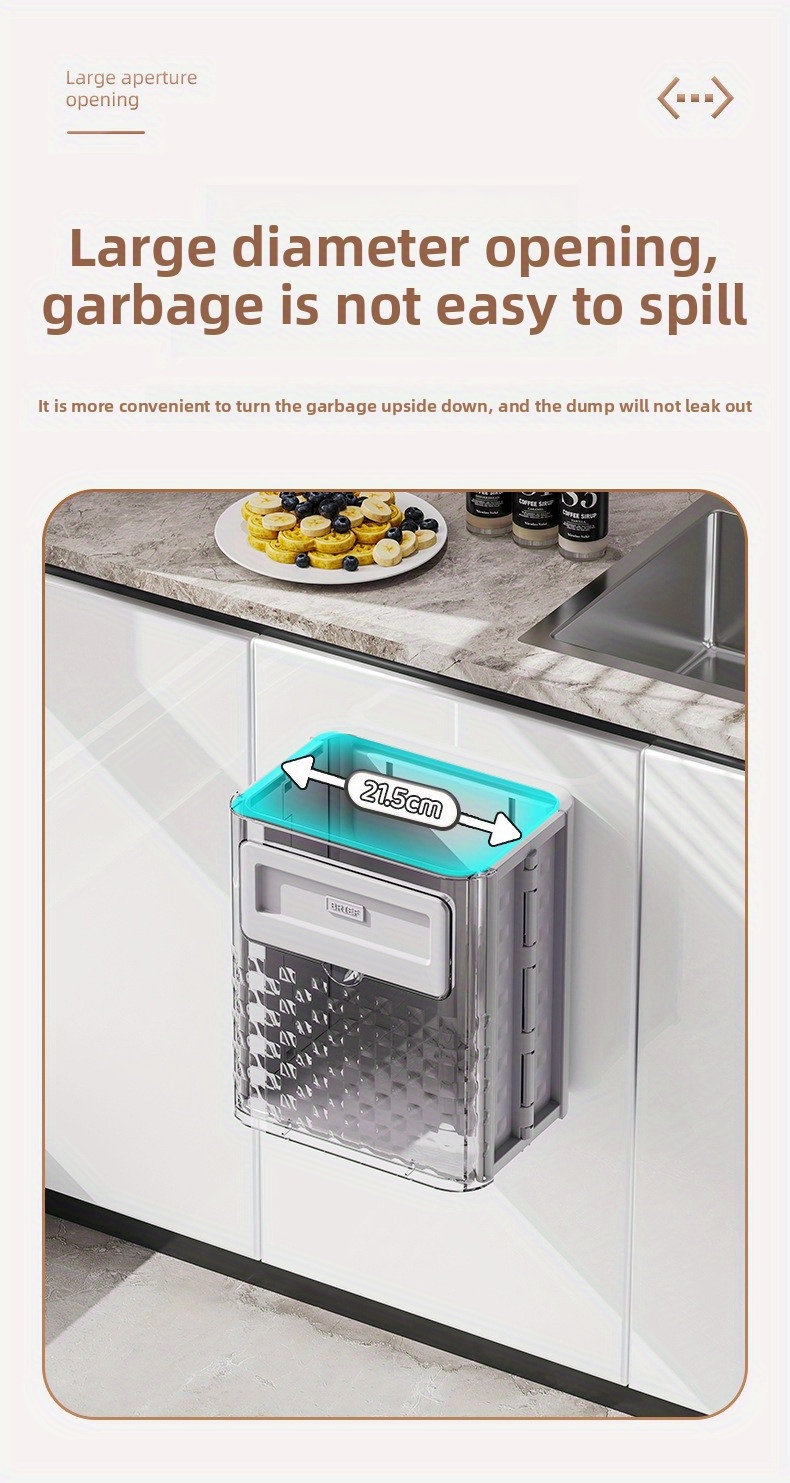 wall mounted modern white black rectangular trash can with lid space saving durable plastic bin hygienic hands free operation   for kitchen bathroom office bedroom   with   screw mount ideal for spaces beige black ideal for apartments homes modern white   sturdy   easy to clean   cute trash can double   for kitchen kitchen under sink trash can w Product details 3