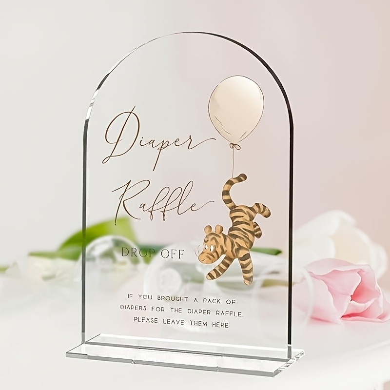TEMU Panneau de table plat 2D, frais et enfantin en acrylique pour fêtes de bébé, panneau de guide de loto de couches, une décoration douce pour les