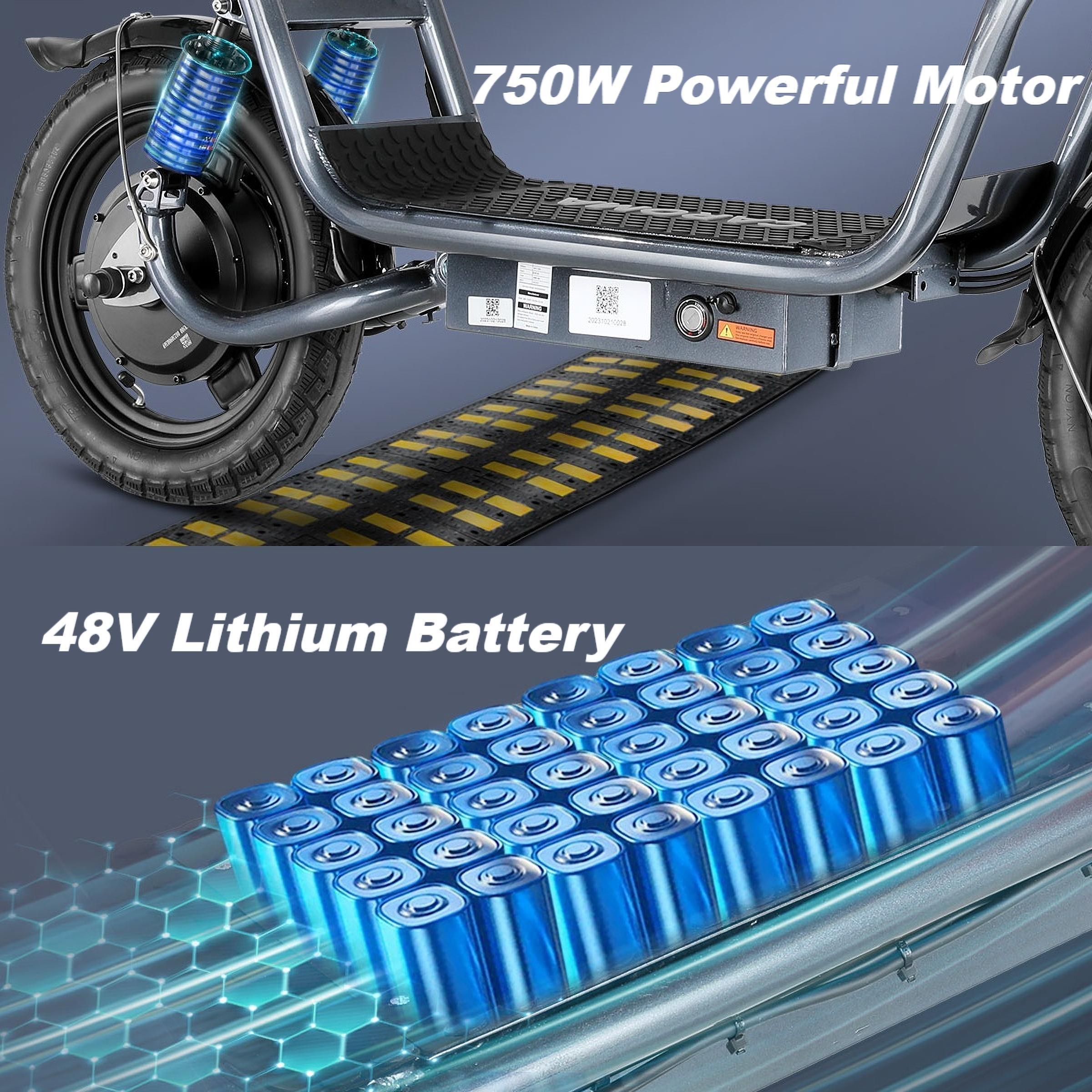 Caroma 750W Adults Electric Scooter - 20 MPH High-Speed, 25 Mile Range, Heavy-Duty Commuter E-Scooter with Dual Suspension, Foldable frame & Seat, 48V Lithium Battery, Dual Brake System (Regenerative & Mechanical), 14