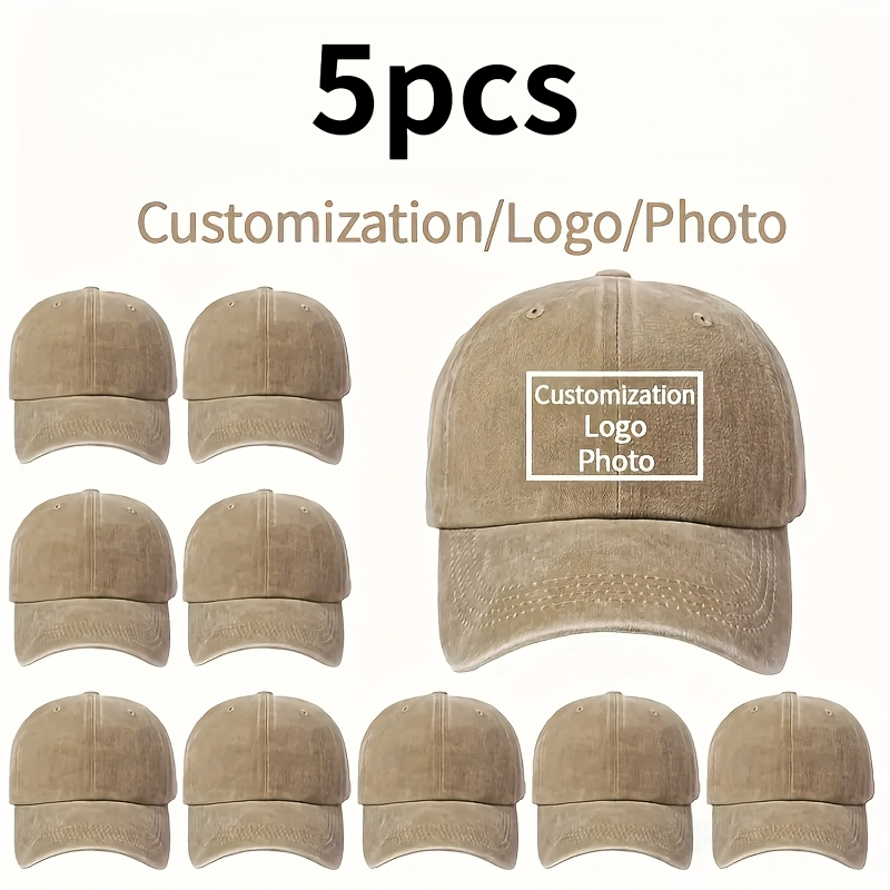 TEMU 5pcs Personalized Custom Baseball Caps - Custom Name/text/logo Suitable For Hiking, Cycling, Team Building, Mardi Gras & Events, Vintage