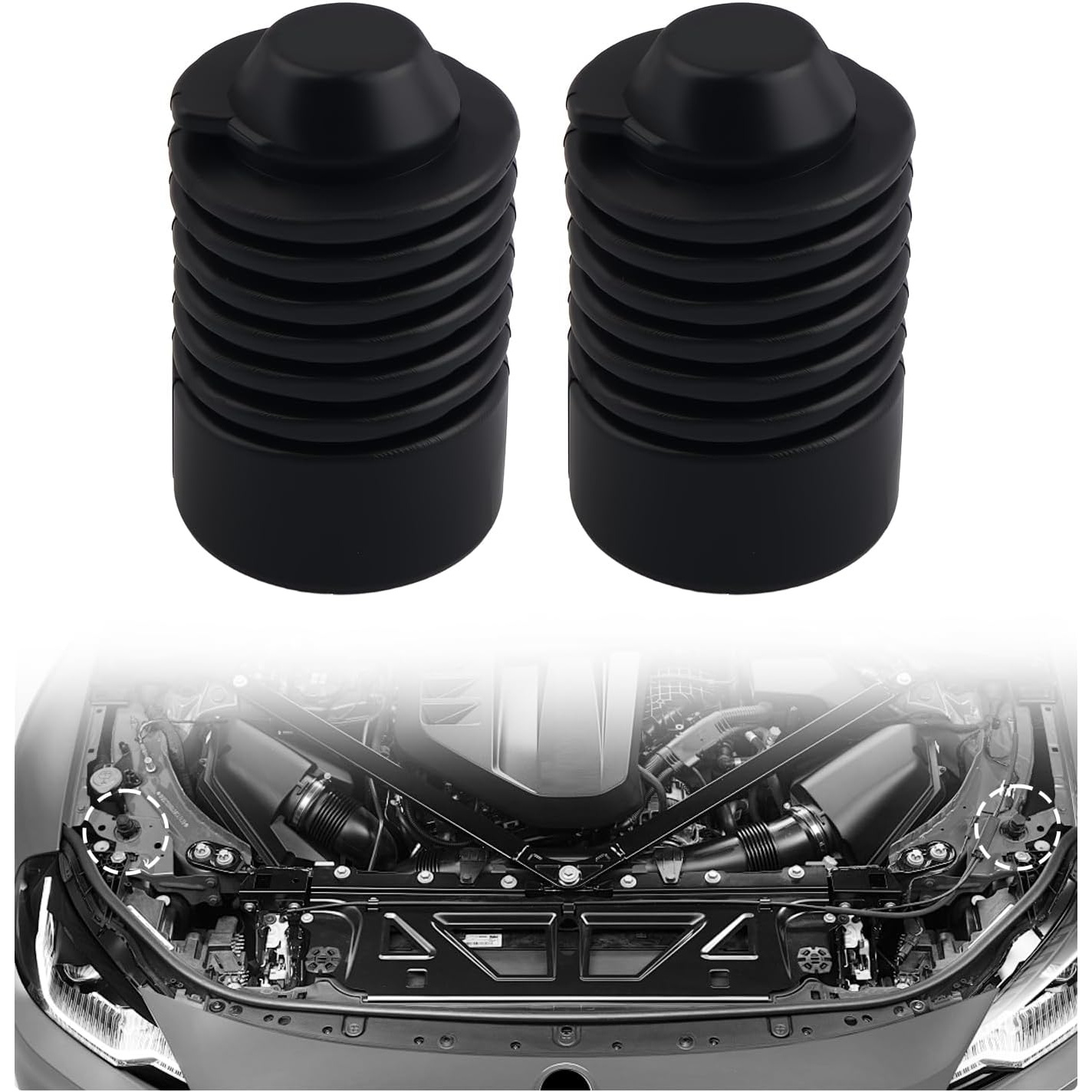 TEMU 2pcs Hood Bumper Stop, Rubber Front Hood Bumper Buffer, Engine Hood Absorber Pad Plug, Universal Fit For Most Cars, Trucks, Suvs (black), Hood